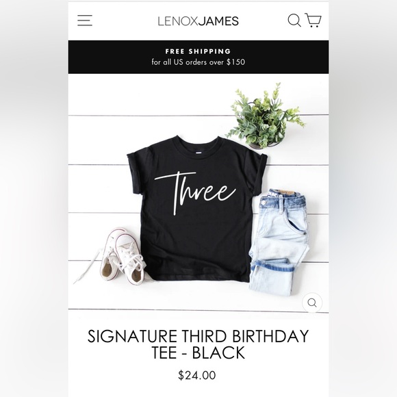 Lenox James, SIGNATURE THIRD BIRTHDAY TEE - BLACK, 3T - Picture 4 of 4